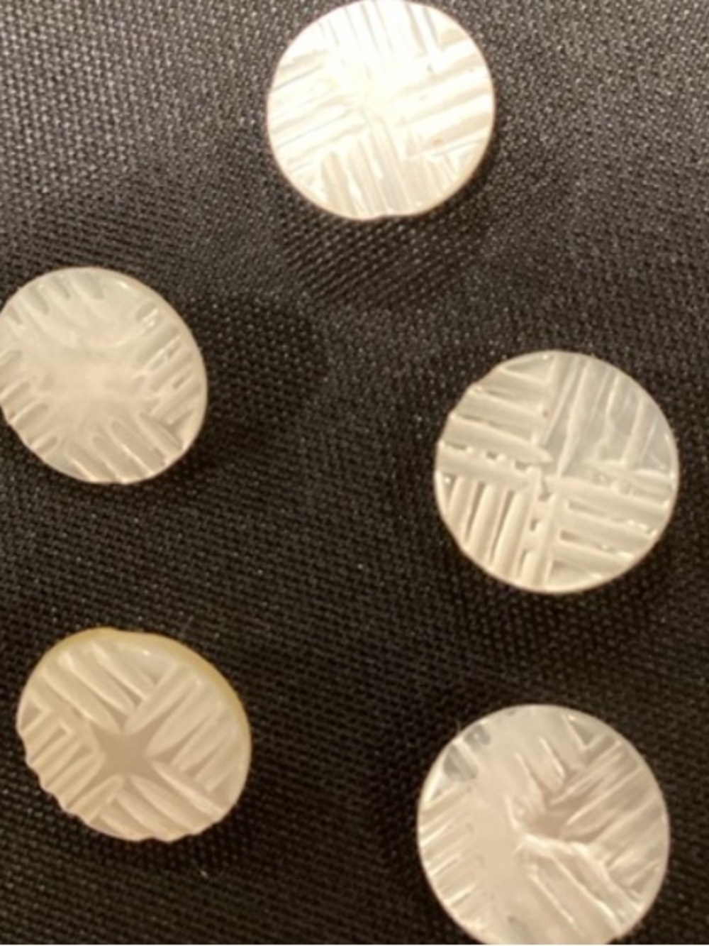 VTG Hand Carved Mother Of Pearl Tac Buttons - Set of 6 Circa 1950s